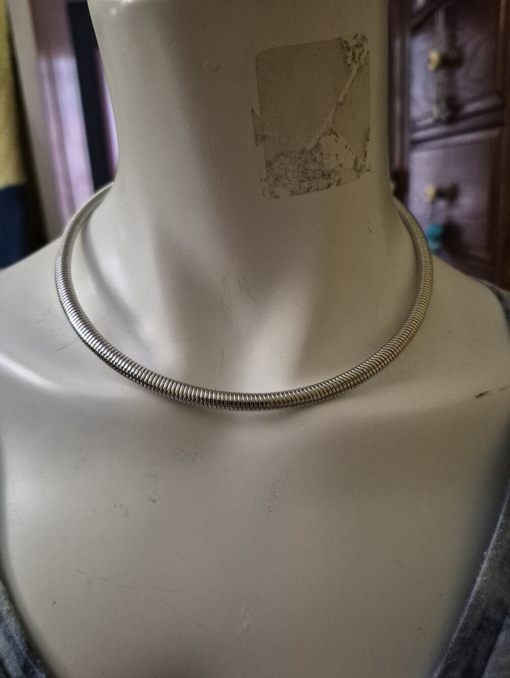 Reitmans Silver-Tone Open-Back Ribbed Neck Torc Collar